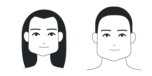 A male and female triangular face.