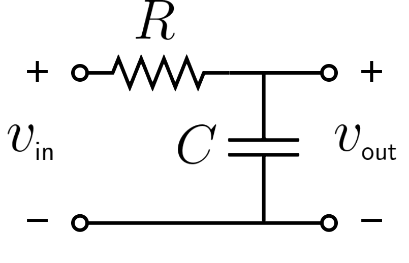 An RC filter circuit diagram.