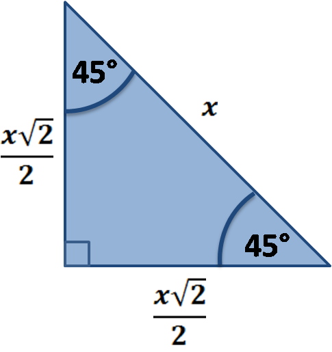 Special right triangle: 45-45-90.